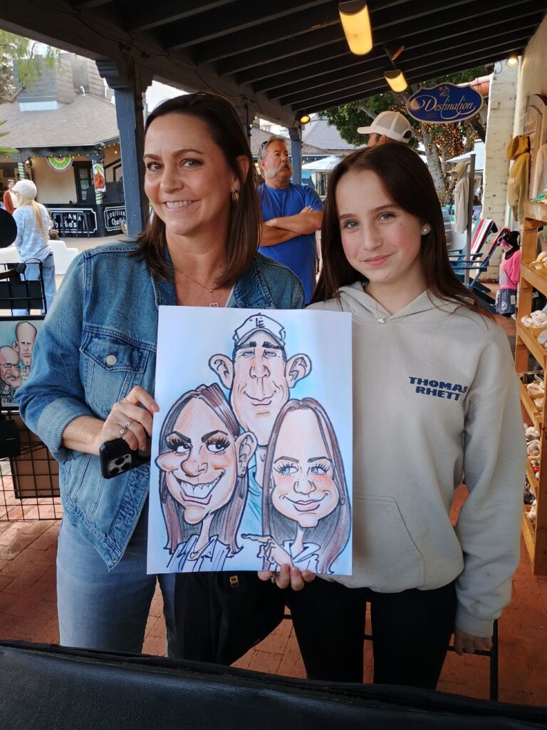 Live caricatures at a Los Angeles community festival