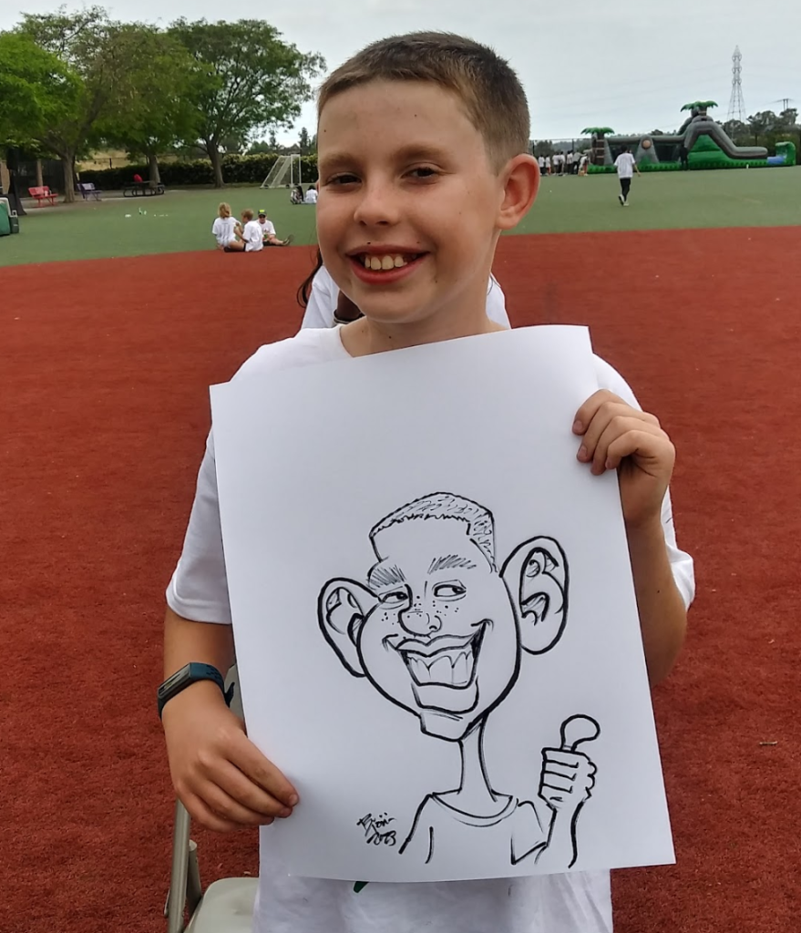 Live Caricature artist at a Southern California school event