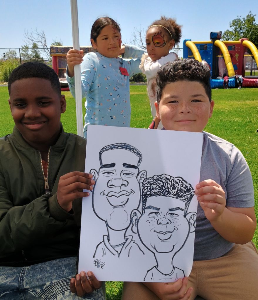Best Caricature Artist in San Diego drawing at school event